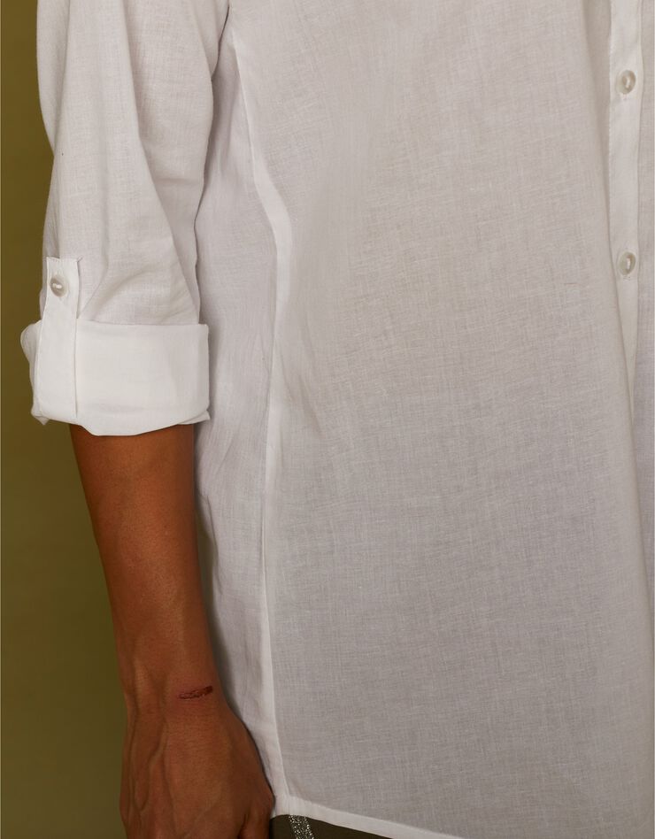 Chemise longue unie boutonnée (blanc)