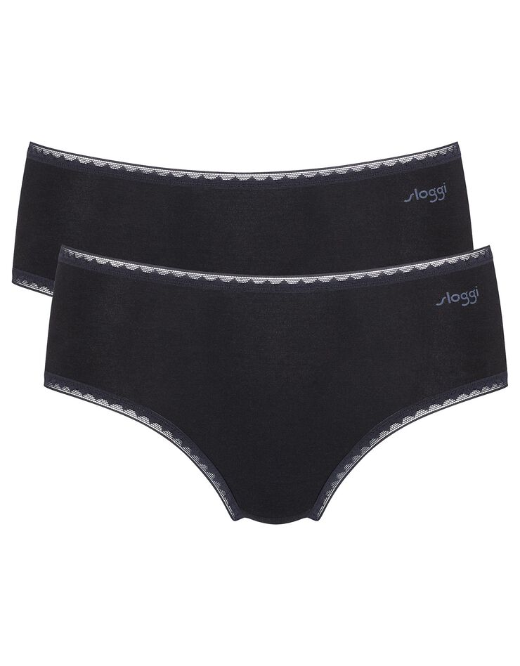 Slip forme midi GO coton biologique - Lot de 2 (noir) Slip forme midi GO coton biologique - Lot de 2 (noir)