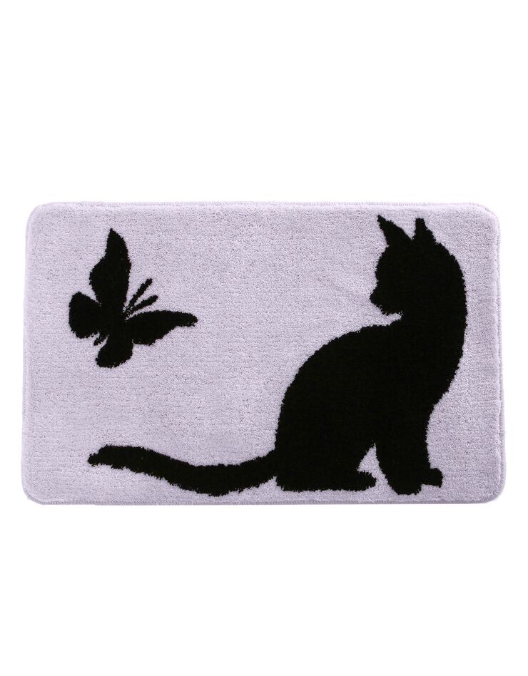 Tapis de bain fantaisie Chat & Papillon (parme grisé) Tapis de bain fantaisie Chat & Papillon (parme grisé)