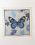 Foulard imprimé papillon voile de coton (écru / bleu)