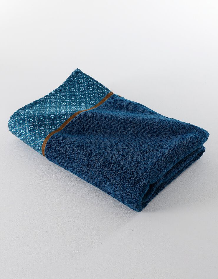 Éponge coton liteau motif géométrique - 420 g/m² (bleu paon) Éponge coton liteau motif géométrique - 420 g/m² (bleu paon)