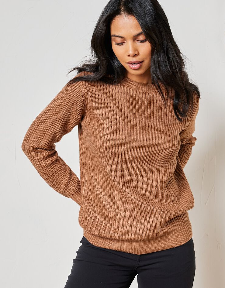 Pull col rond maille anglaise (noisette) Pull col rond maille anglaise (noisette)