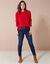 Pull col rond maille fantaisie (rouge)