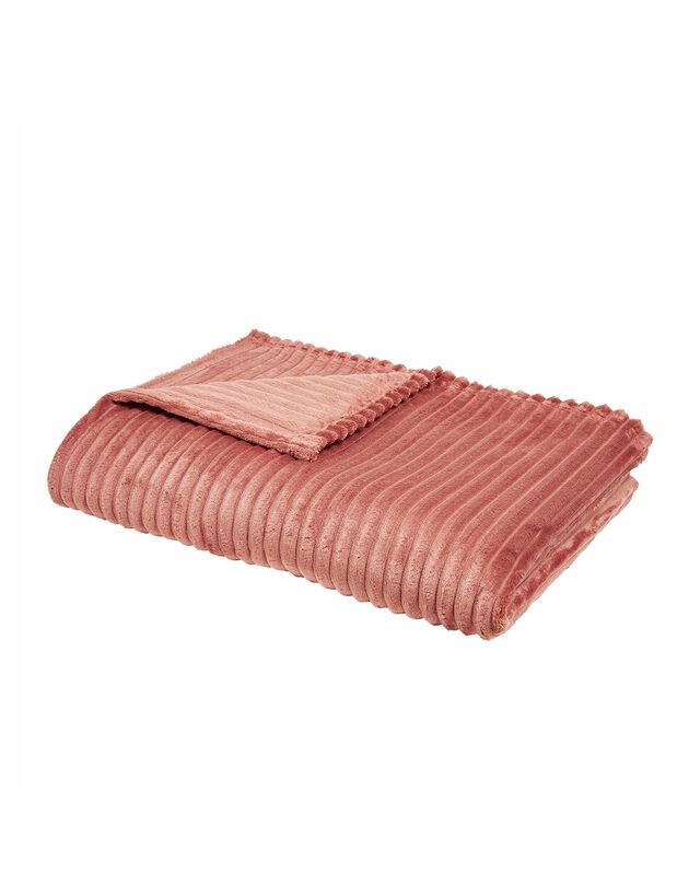 Plaid polaire toucher peluche - texturé (terracotta)