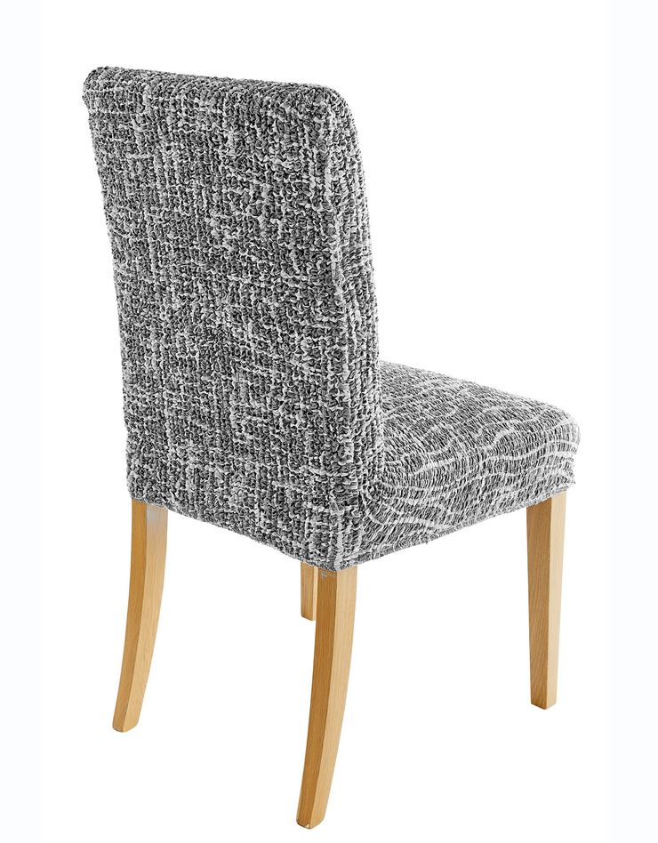 Housse microfibre bi-extensible motifs graphique spéciale chaise (gris)