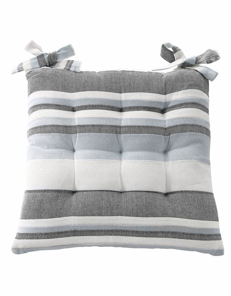 Galette de chaise carrée rayée - lot de 2 (gris perle)