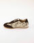 Baskets cuir motif animalier, la&ccedil;age uni ou bicolore (marron)
