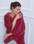 Poncho à capuche, maille polaire toucher peluche (cerise)