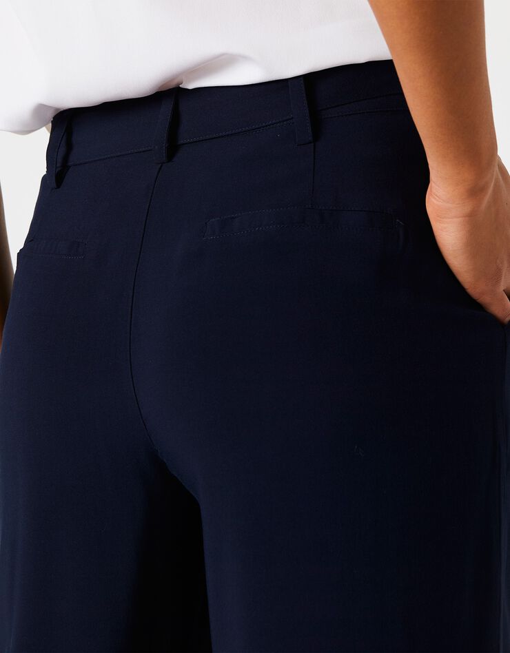 Pantalon ceinturé coupe large fluide (marine) Pantalon ceinturé coupe large fluide (marine)