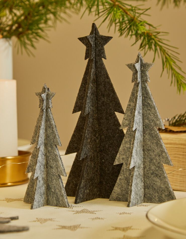 Lot de 3 sapins en feutrine (gris) Lot de 3 sapins en feutrine (gris)