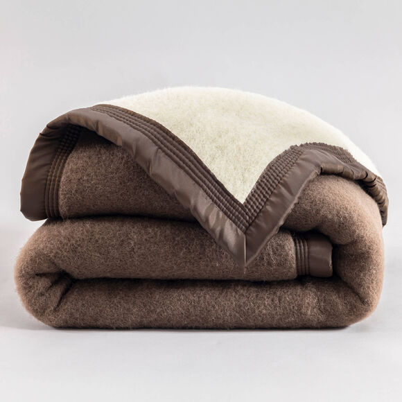 Couverture bicolore pure laine 600 g/m&sup2; (chocolat)