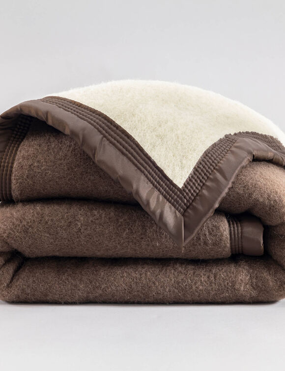 Couverture bicolore pure laine 600 g/m&sup2; (chocolat)