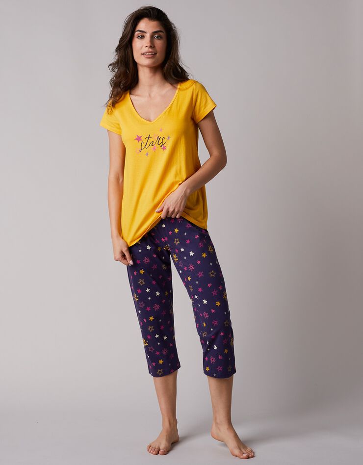 Pantacourt de pyjama imprimé étoiles Estrella - coton (marine)