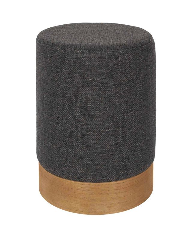Pouf cylindrique - revêtement tissu (gris)