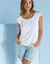 T-shirt maille unie, laçage épaules (blanc)