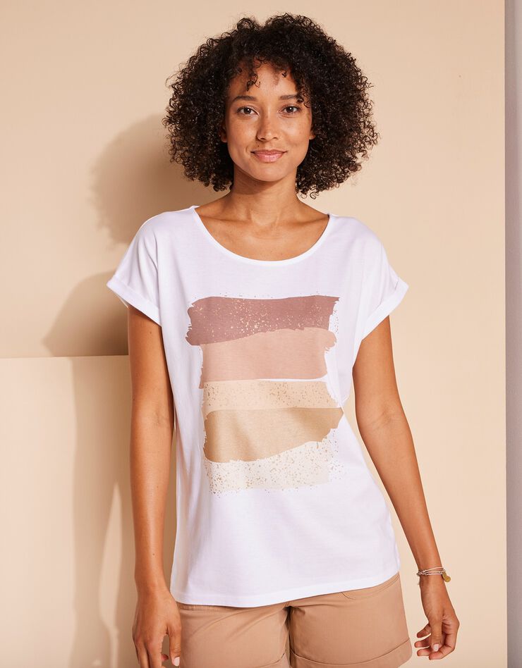 Tee-shirt boite imprimé "arty", maille jersey (sable) Tee-shirt boite imprimé "arty", maille jersey (sable)