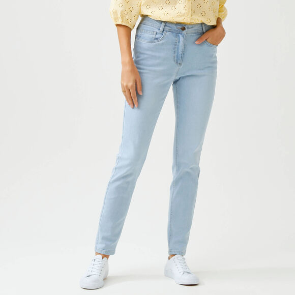 Pantalon slim, taille haute, moyenne stature  (bleached)