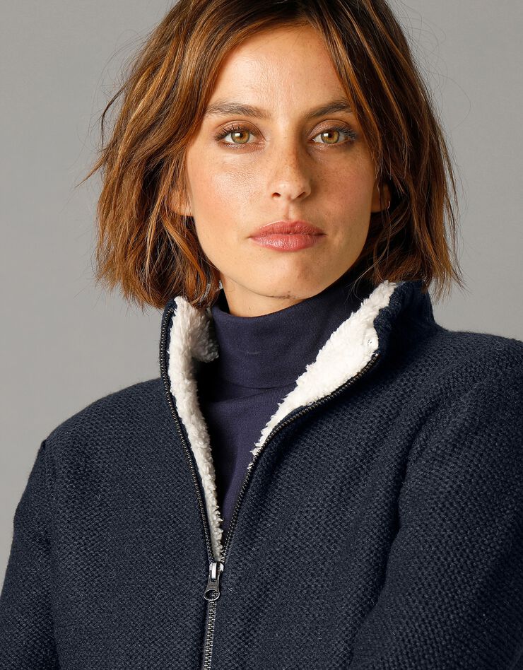 Gilet zippé 30% laine fourré "maille peluche" (marine) Gilet zippé 30% laine fourré "maille peluche" (marine)