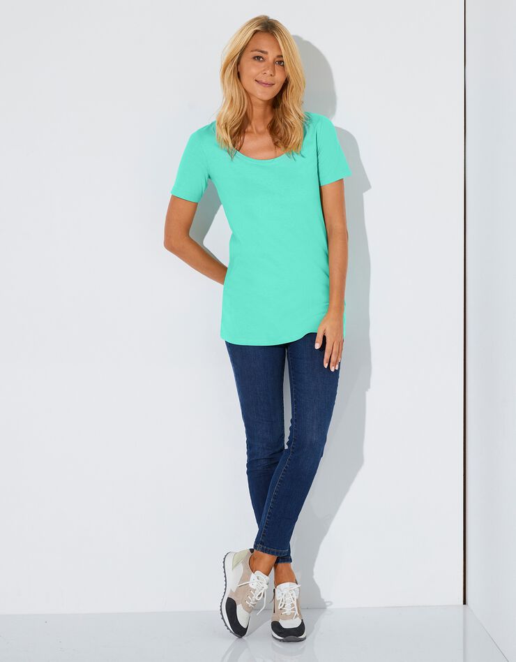 Tee-shirt uni col rond en coton bio(1), éco-responsable (vert d'eau)