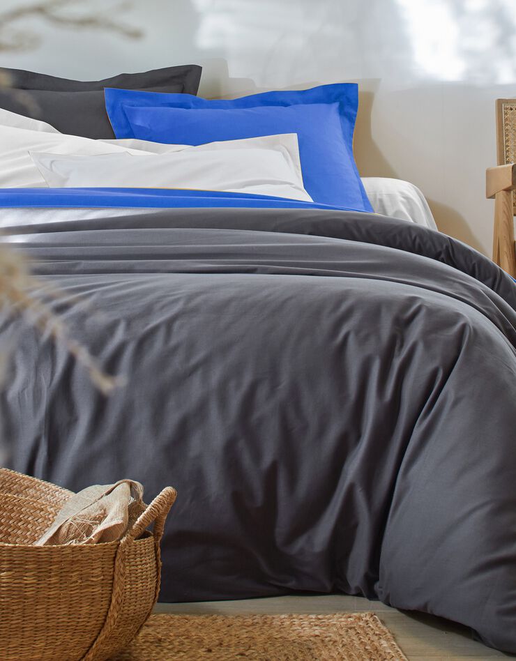 Linge de lit uni coton (carbone)