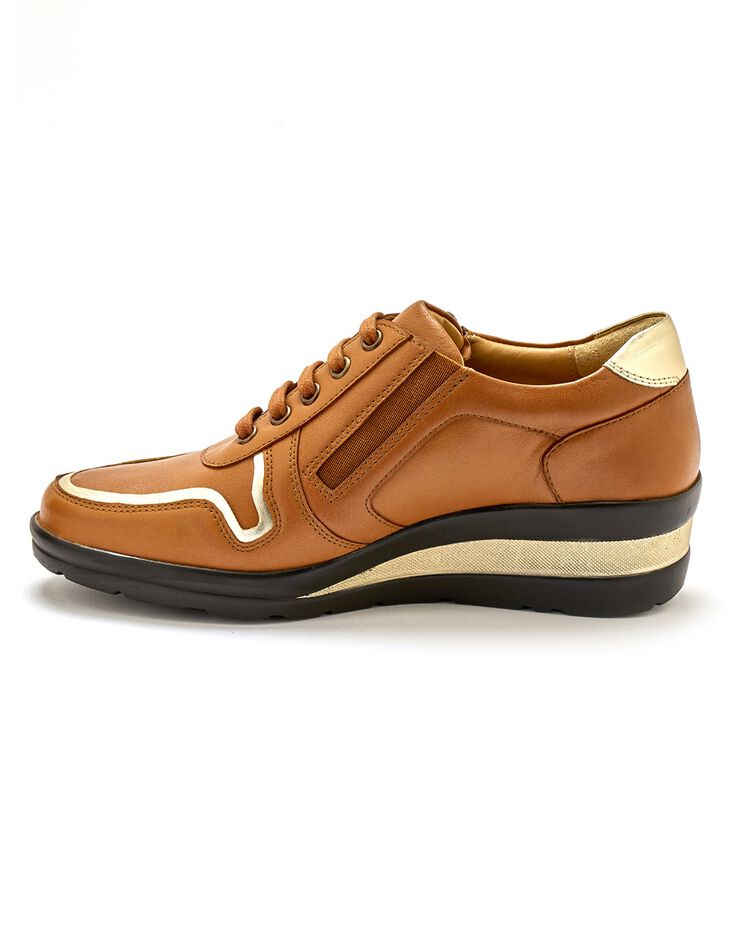 Derbies largeur confort en cuir détails métallisés (caramel) Derbies largeur confort en cuir détails métallisés (caramel)