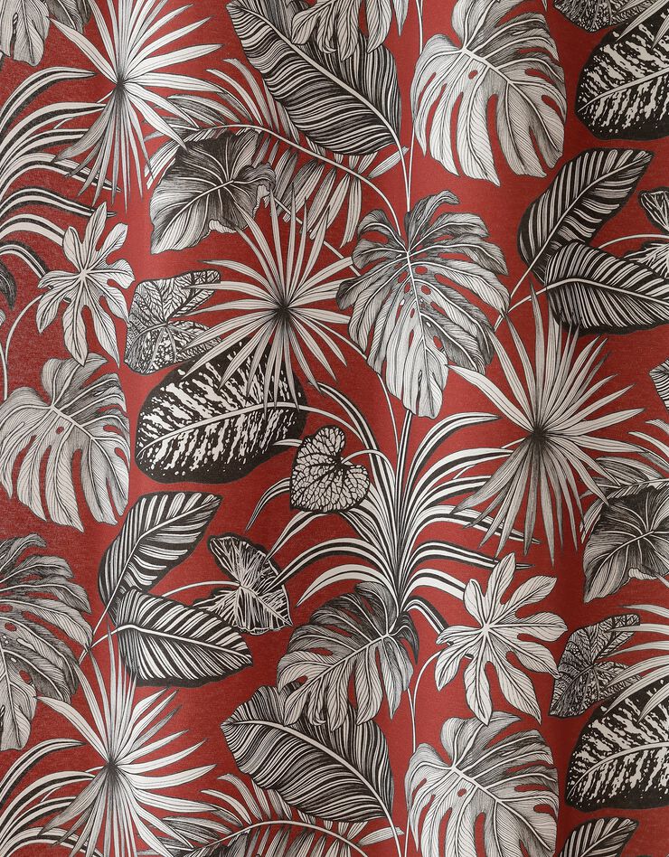 Rideau oeillets tamisant imprimé tropical (terracotta)