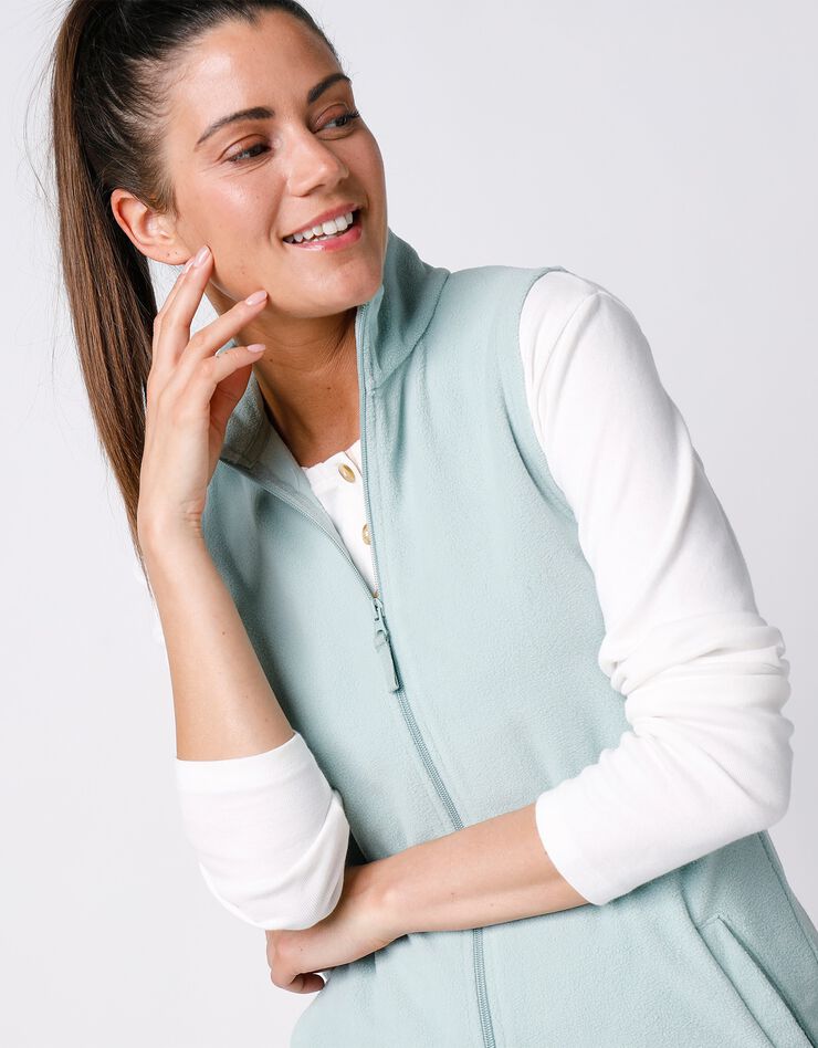 Veste polaire zippée sans manches (vert amande) Veste polaire zippée sans manches (vert amande)