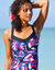 Haut de tankini imprimé dos croisé Lohena, coques moulées (bleu / rose)