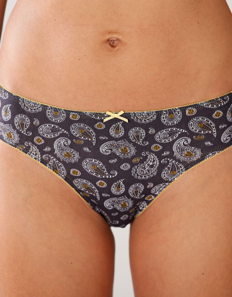 Culotte midi coton imprimée "cachemire" - lot de 4 (curry / gris) Culotte midi coton imprimée "cachemire" - lot de 4 (curry / gris)