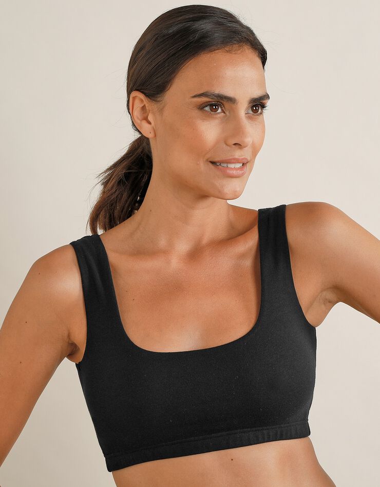 Brassière confort coton stretch doublé sans armatures - lot de 2 (blanc + noir) Brassière confort coton stretch doublé sans armatures - lot de 2 (blanc + noir)