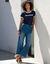 T-shirt manches courtes imprimé "Summer" (marine / blanc)
