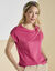 T-shirt uni détail boutonné maille jersey (rose)