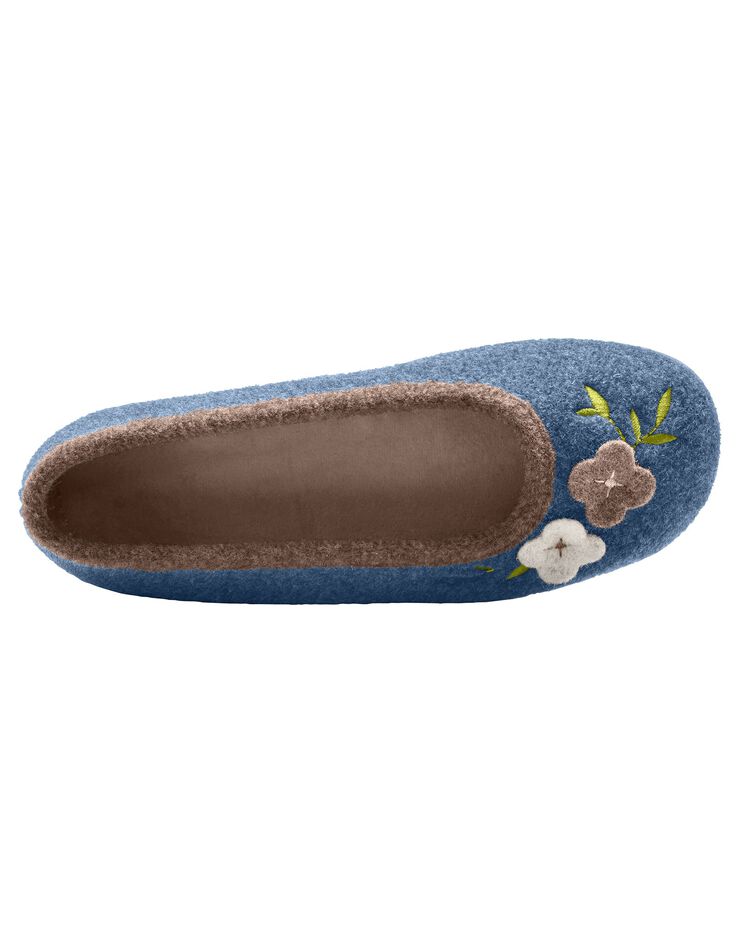 Ballerines feutrine avec fleur appliquée (bleu indigo) Ballerines feutrine avec fleur appliquée (bleu indigo)