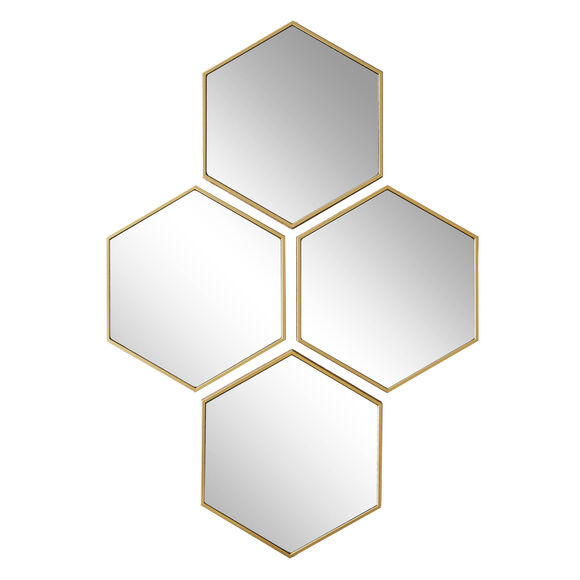 Miroir hexagonal multiple  (doré)