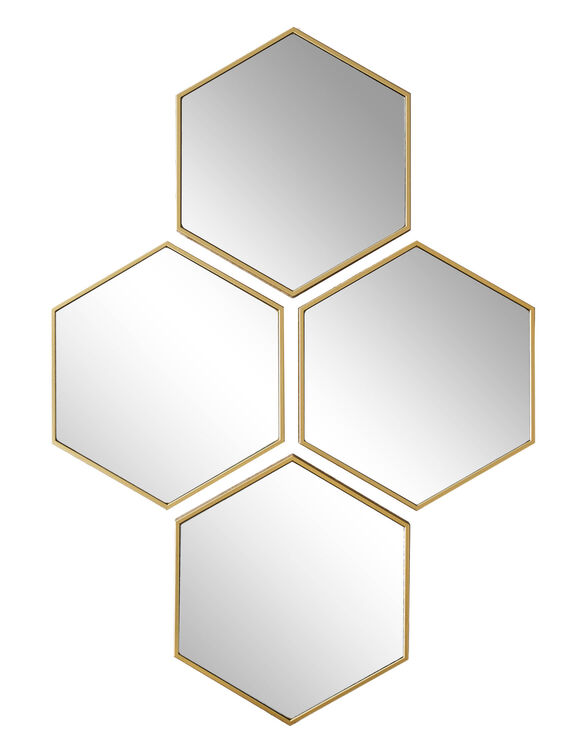 Miroir hexagonal multiple  (doré)