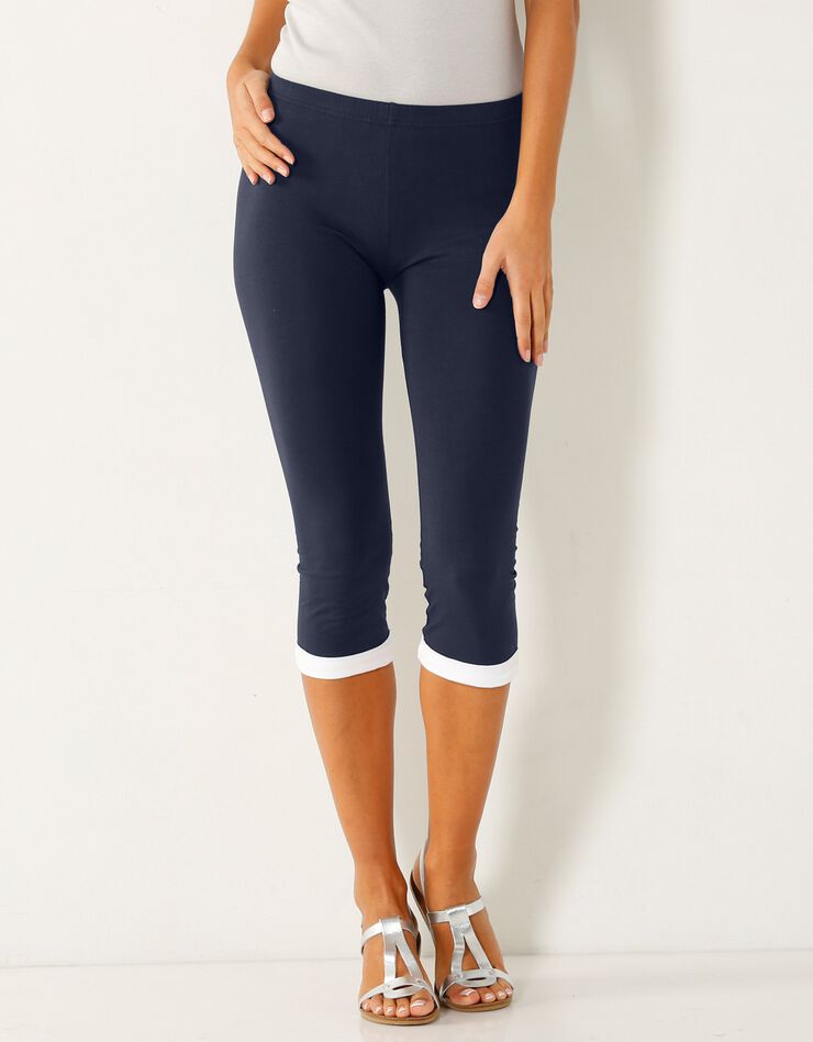 Legging corsaire revers contrastés, maille jersey (bleu nuit) Legging corsaire revers contrastés, maille jersey (bleu nuit)