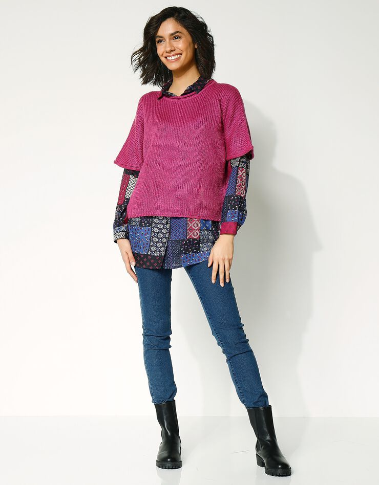 Pull poncho manches coudes (violine) Pull poncho manches coudes (violine)