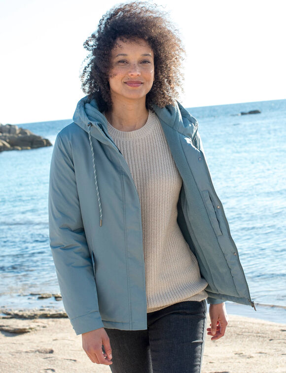 Parka imperméable zippée, à capuche (vert grisé)