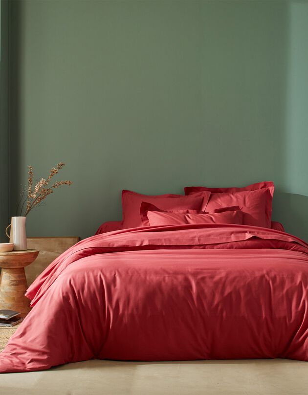 Linge de lit uni coton (rose pivoine)