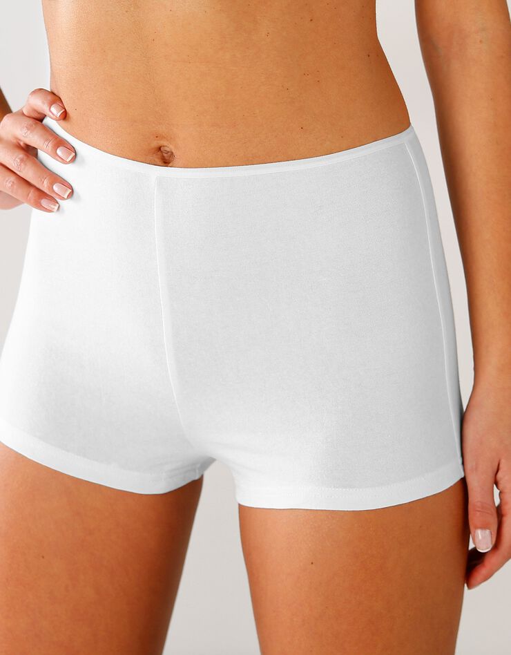 Boxer en coton extensible uni – Lot de 10 (blanc) Boxer en coton extensible uni – Lot de 10 (blanc)