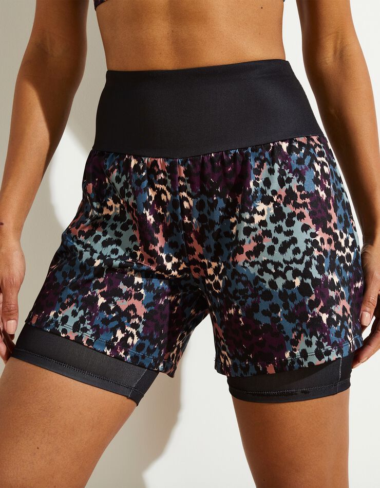 Short 2 en 1 cycliste imprimé (noir / bleu canard) Short 2 en 1 cycliste imprimé (noir / bleu canard)