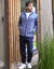 Sweat zippé col montant maille doublée molleton (bleu chiné)