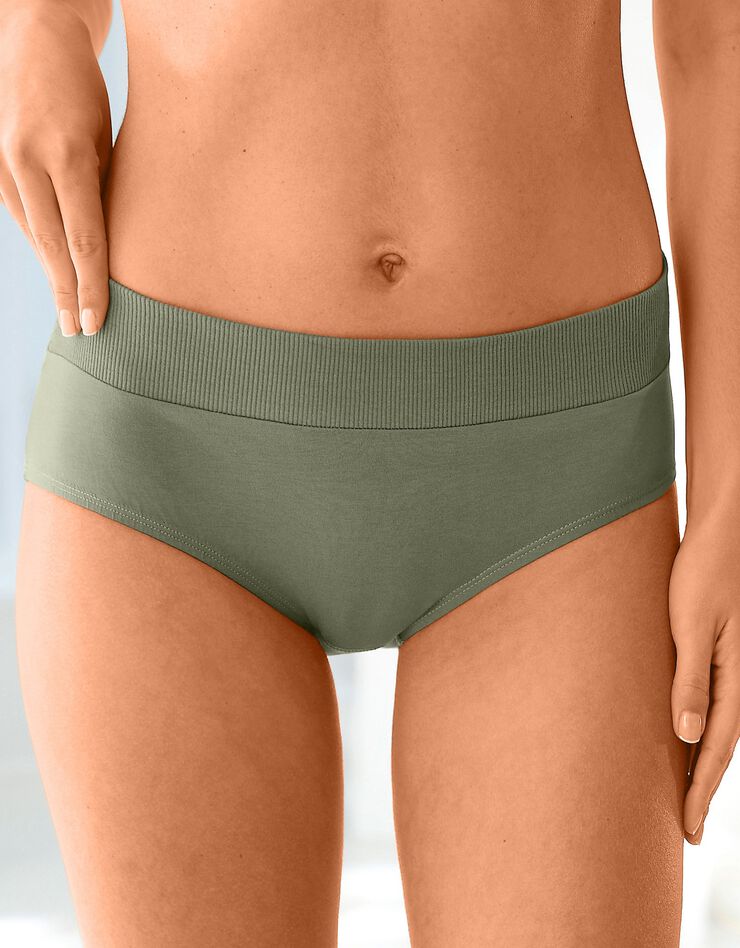 Culotte maxi coton stretch ceinture confort - lot de 2 (kaki + peau) Culotte maxi coton stretch ceinture confort - lot de 2 (kaki + peau)
