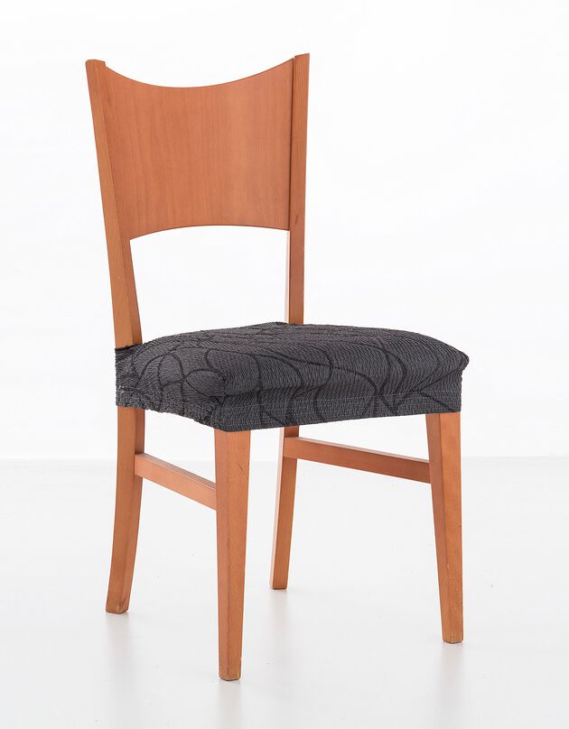 Housse extensible motif jacquard spéciale assise de chaise - lot de 2 (gris)