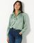Chemise volume ample unie, satin (vert grisé)