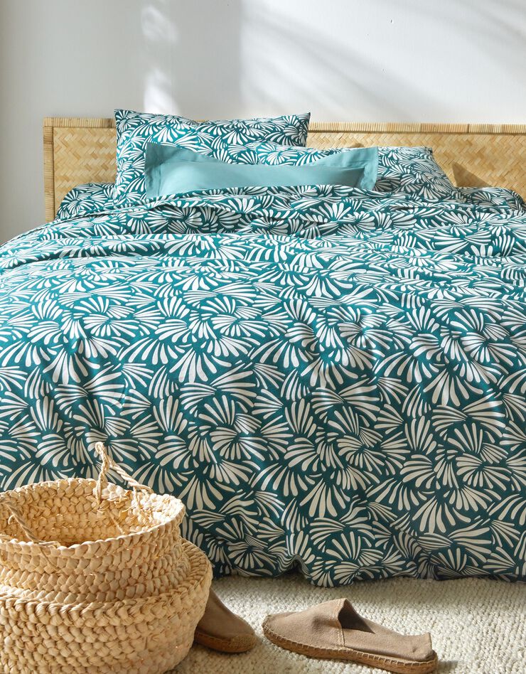 Linge de lit Vick en coton imprimé graphique (vert)