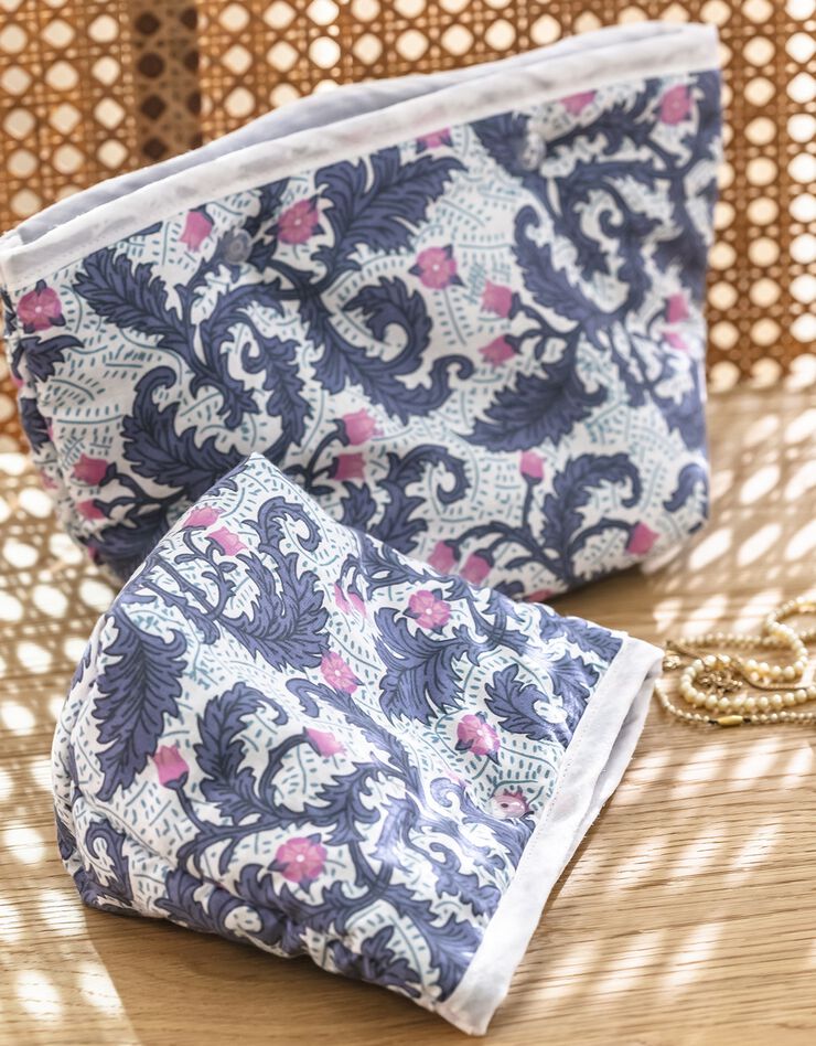 Trousse de rangement matelassée bleue, lot de 2 - collection upcycling (bleu) Trousse de rangement matelassée bleue, lot de 2 - collection upcycling (bleu)