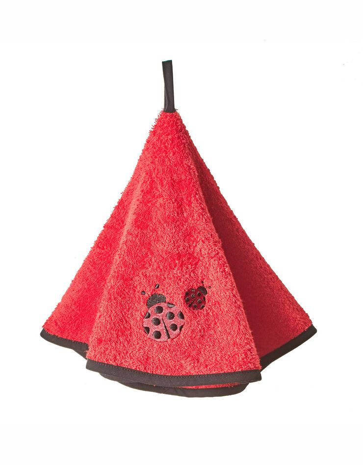 Torchons ronds éponge brodée coccinelle - lot de 2 (rouge)
