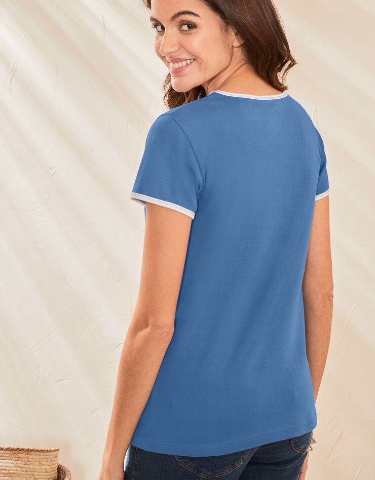 Tee-shirt bicolore manches courtes (bleu grisé) Tee-shirt bicolore manches courtes (bleu grisé)