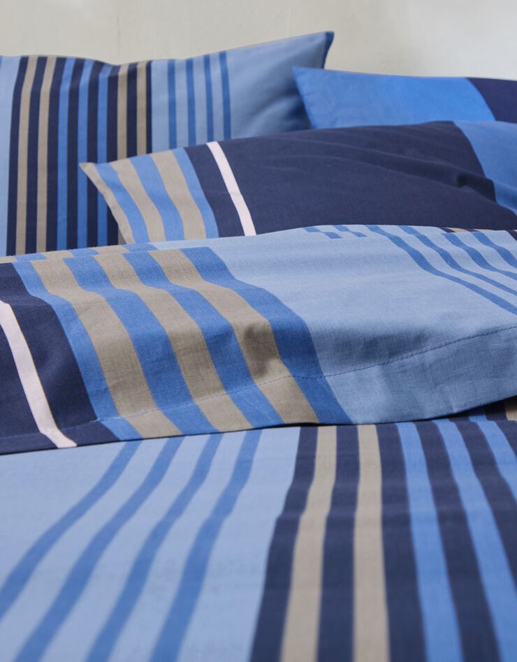 Linge de lit Détroit en coton imprimé rayures (marine)